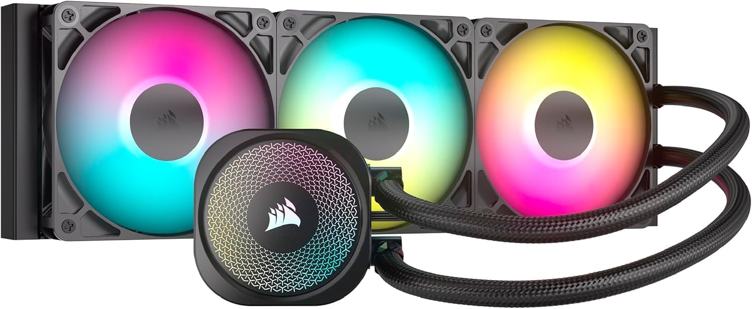Corsair NAUTILUS 360 RS ARGB Liquid CPU Cooler – 360mm AIO – Low-Noise – Direct Motherboard Connection – Daisy-Chain – Intel LGA 1851/1700, AMD AM5/AM4 – 3x RS120 ARGB Fans Included – Black