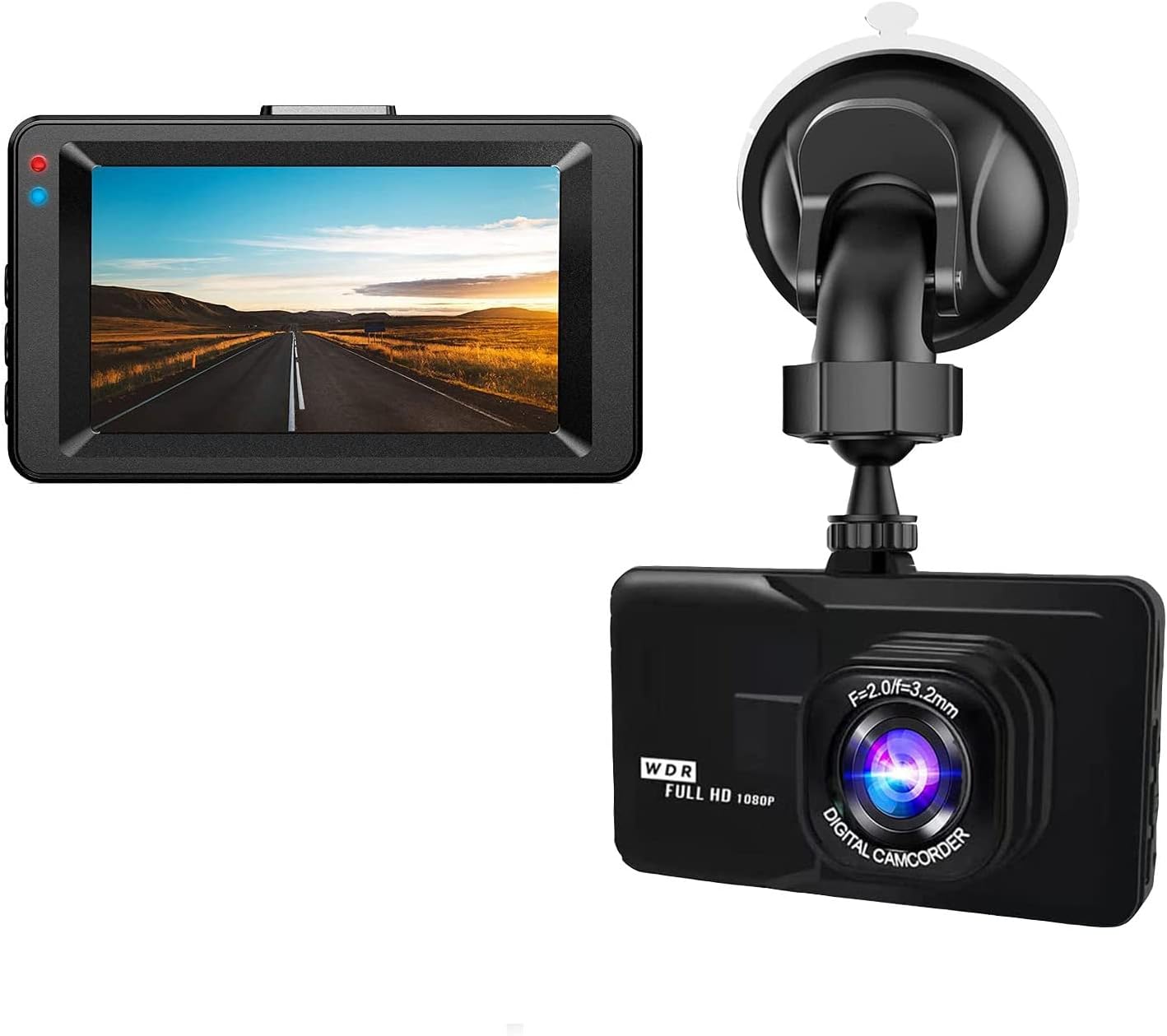 Dash Cam 1080P Full HD Dual Dashboard Camera Dashcam for Cars 170 Wide Angle HDR with 2.7" LCD Display Night Vision Motion Detection and G-sensor
