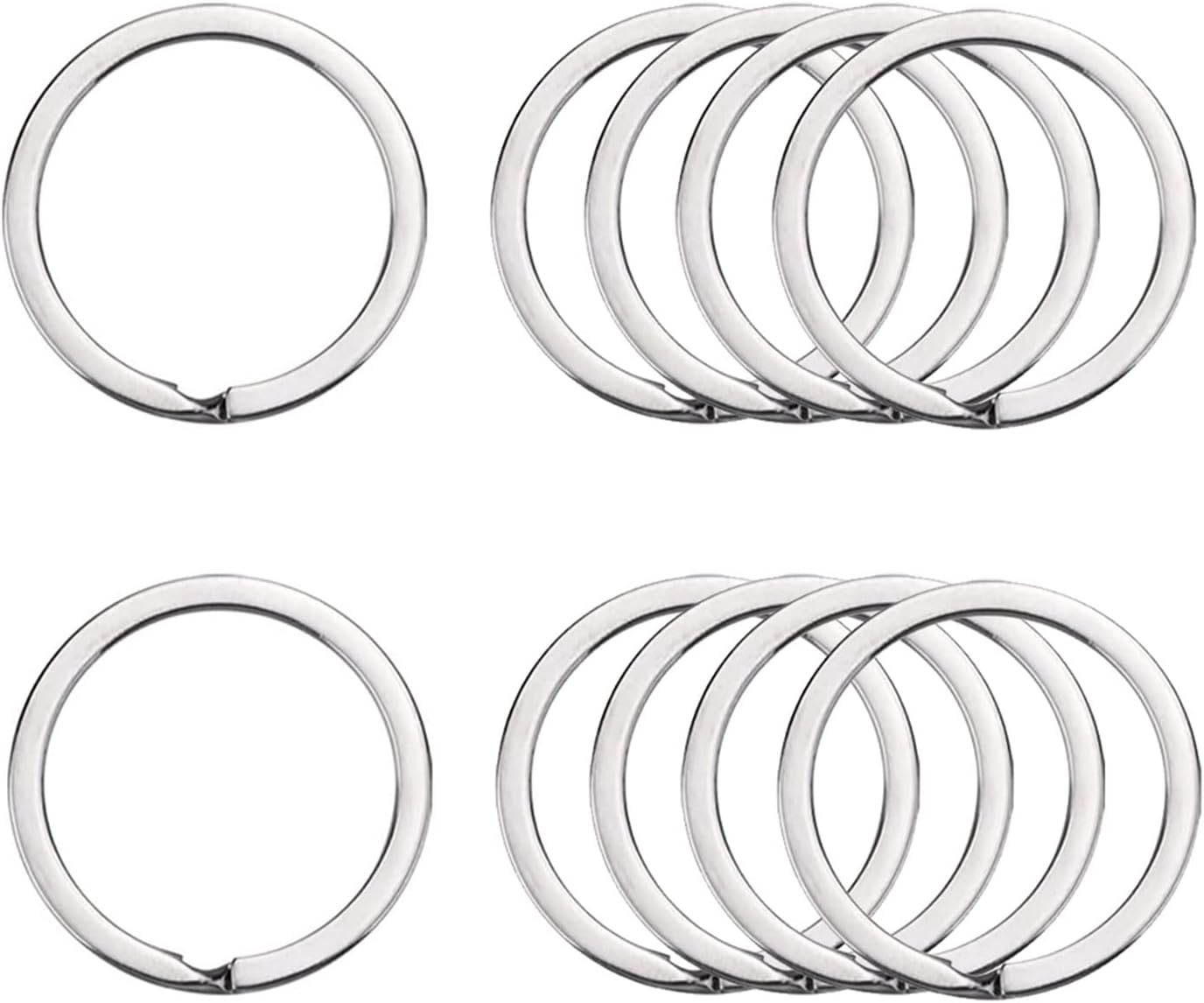 10 Pcs 32 mm Metal sStainless Steel Flat Split Key Ring Circular Keychain Hoops Keyring Loop Keyring Connector