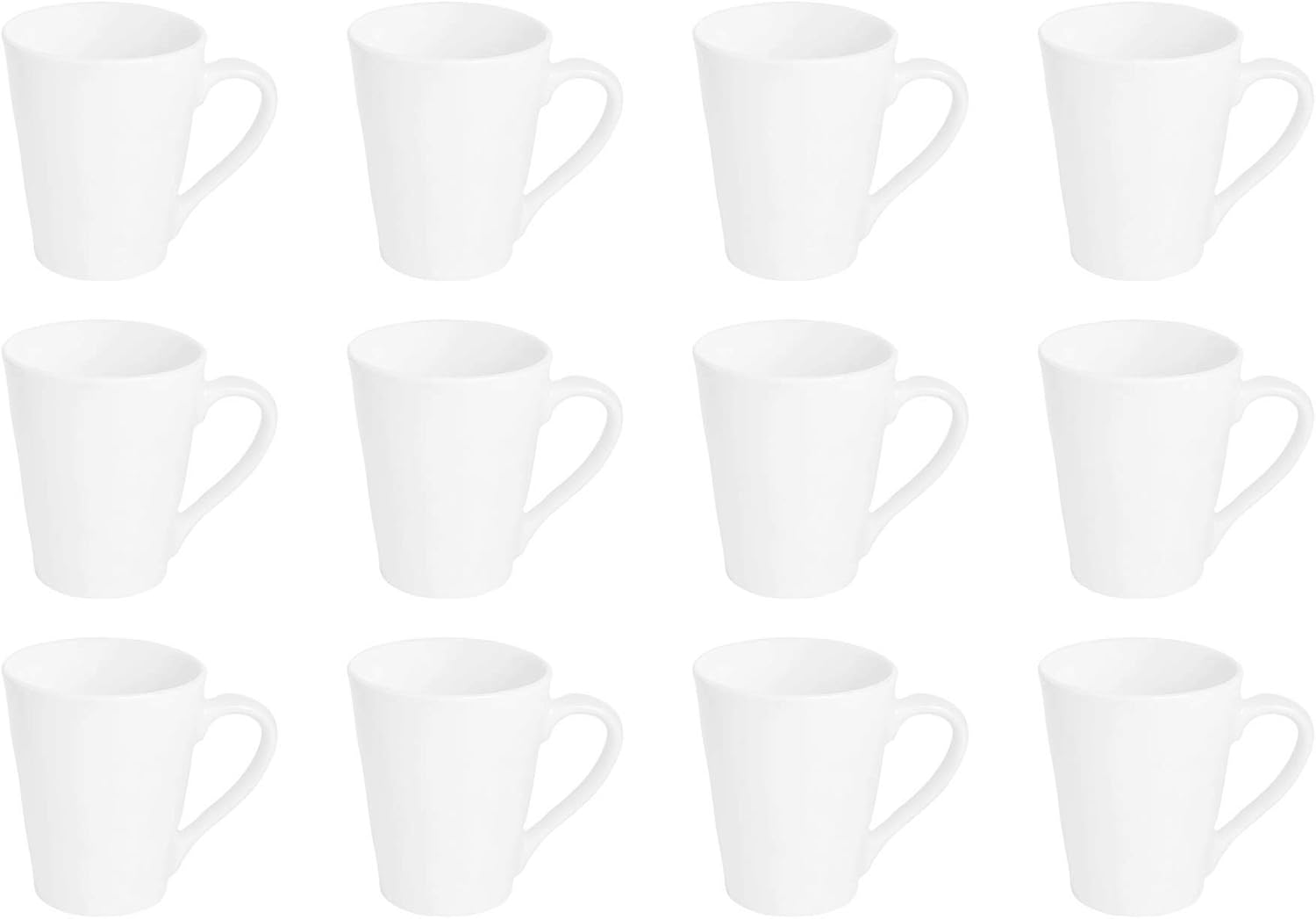 Argon Tableware White Coffee Mug Set of 12-285ml Premium Porcelain Cups - Durable Dishwasher Safe Mugs for Latte, Cappuccino, Tea, Hot Chocolate and Everyday Hot Drinkware at Home or Office