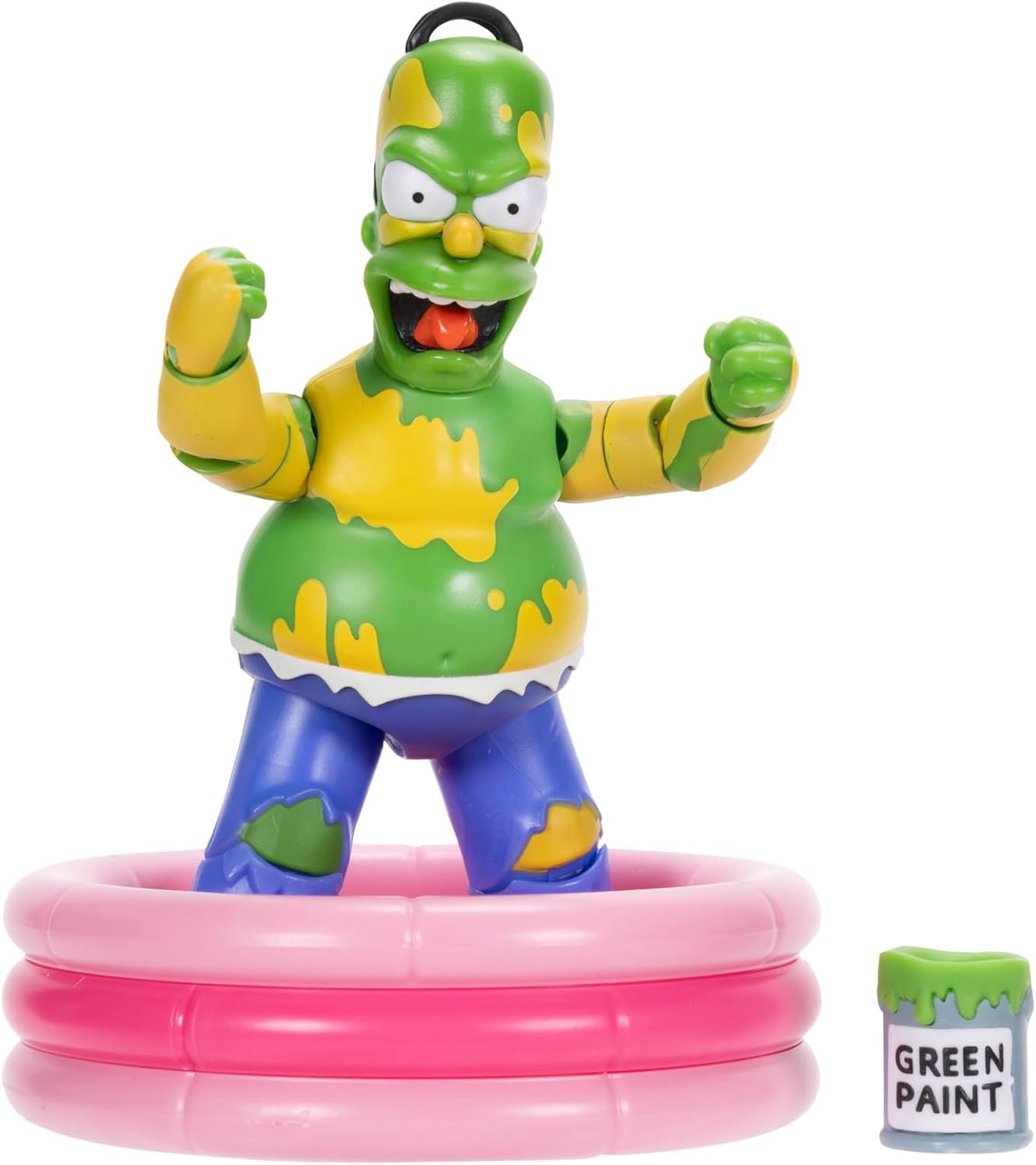 The Simpsons Furious Homer 12.7cm Premium Collector's Action Figure by JAKKS Pacific, Includes Accessories and Breakable Fence, Smashing Arm Action, Fully Articulated