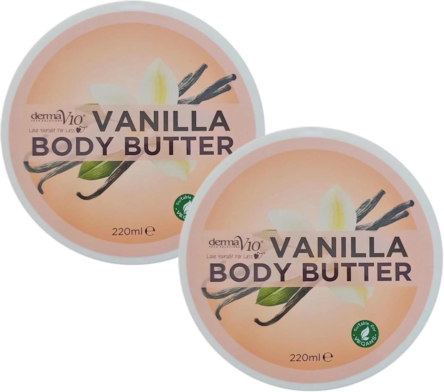 Derma V10 Vanilla Body Butter 220g - Luxurious Body Moisturiser for Dry Skin - Rich Vanilla Skin Care - Perfect Body Butter for Women, Deep Hydrating and Moisturiser, 2 Pack + Cheeroo Magnet