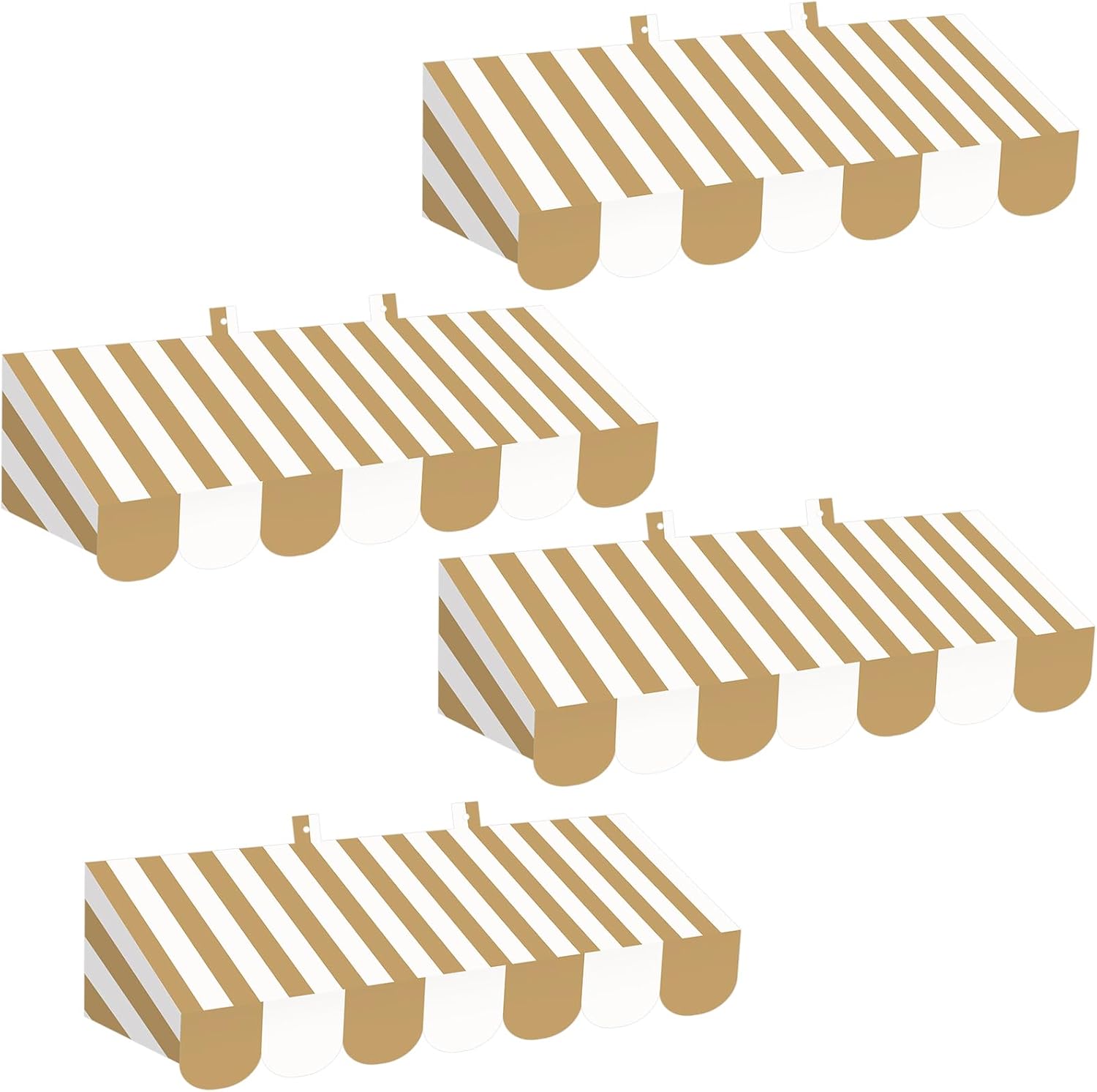 Tallew 4 Pcs 3D Circus Awning Wall Decoration Farmers Market Party Decorations Carnival Awning for Halloween Carnival Theme Party Classroom Decorations(Gold and White)