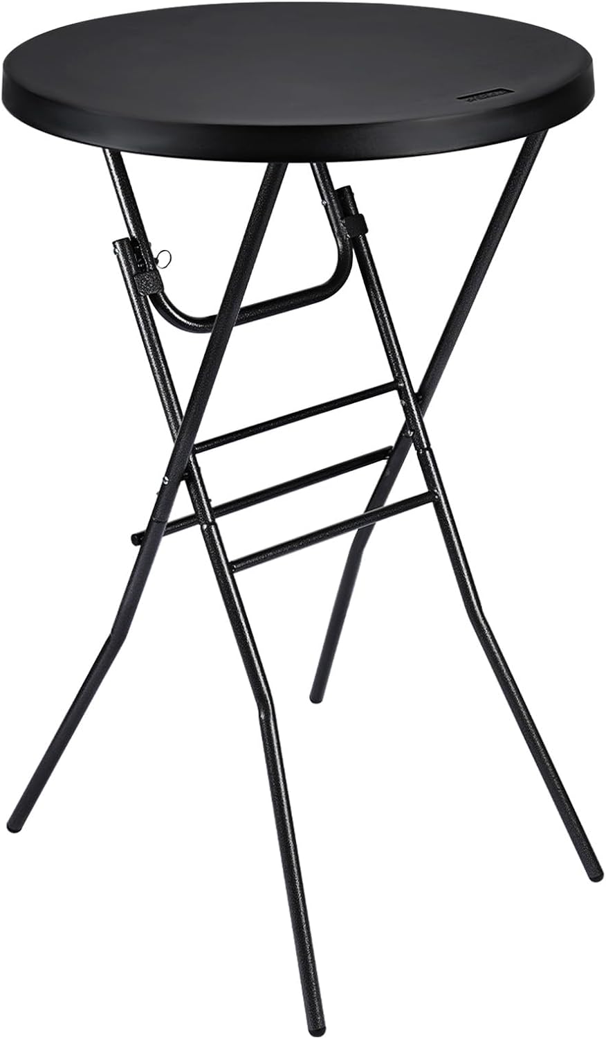 Cocktail Table 28in High Top Round Folding Indoor Outdoor, Plastic Bar Height Foldable Bistro Tall Table for Party, Patio, Dining Room, Kitchen, Events, Removable Locking Legs, Black
