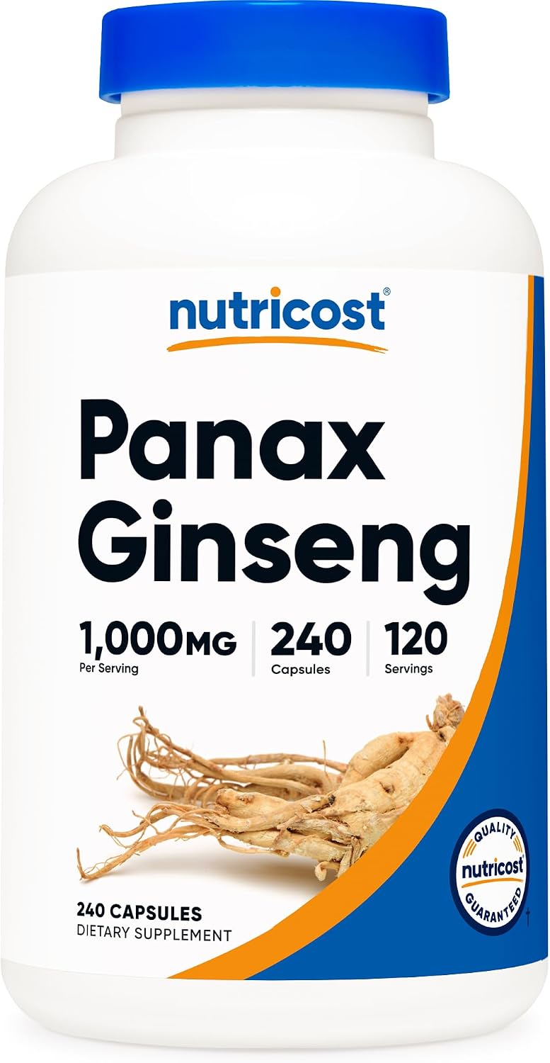 Nutricost Panax Ginseng 1000mg, 240 Capsules, 120 Servings, Gluten Free