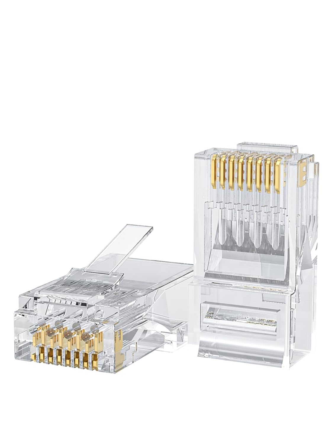 CableCreation Cat6 RJ45 Connectors, 100-PACK Cat6 RJ45 Ends, Ethernet Cable Crimp Connectors UTP Network Plug for Solid Wire and Standard Cable, Transparent