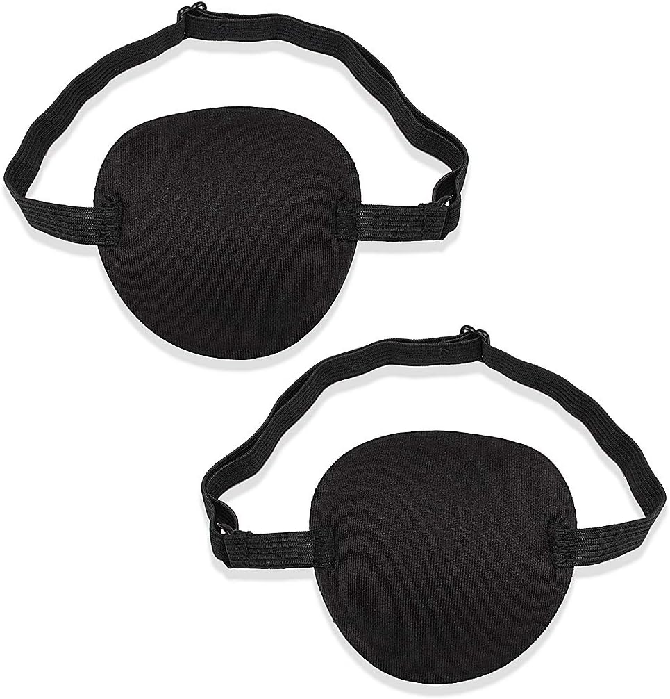 2 PCS Eye Patches, Adjustable Single Eye Patch, Black | Soft and Comfortable Pirate Eye Patches for Adults and Teens for Amblyopia Lazy Eye