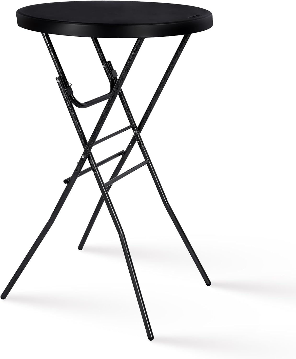 Byliable 28in Cocktail Folding Table, Round High Top Bar Height Black Table