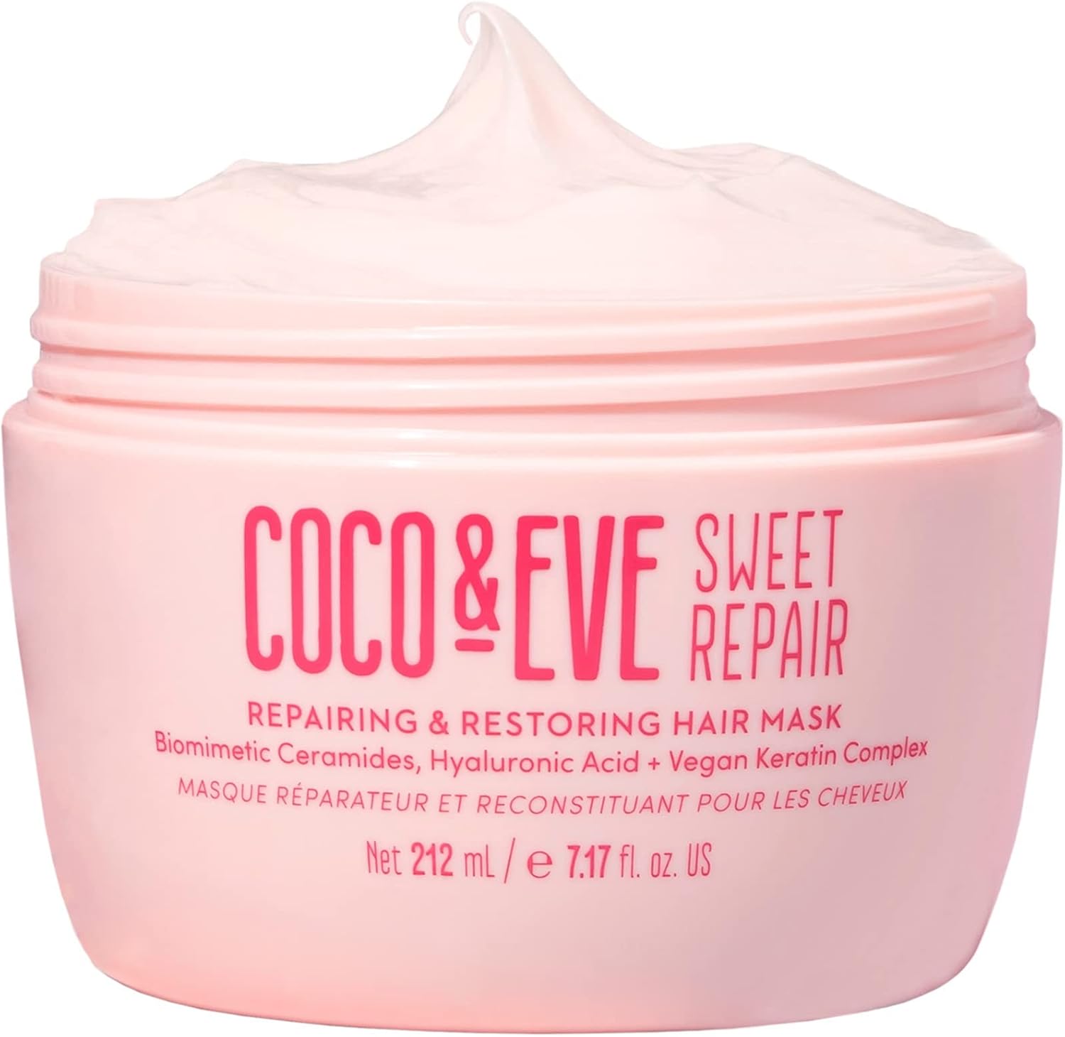 Coco & Eve Sweet Repair Repairing and Restoring Hair Mask. With Hyaluronic Acid, Vegan Keratin to Repair Dry Damaged Hair, Hydration & Shine. (212ml)