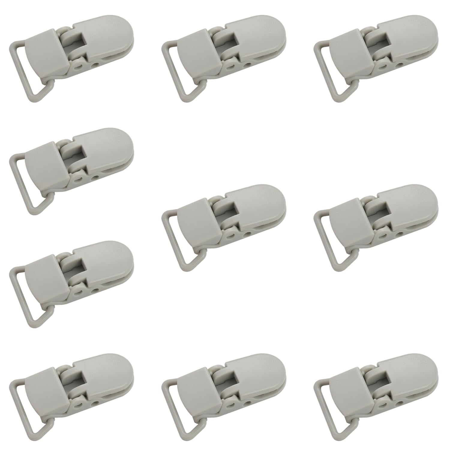 10-Pack Pacifier Clip Replacement Ends - BPA-Free Plastic Fasteners for DIY Baby Crafts, Sewing Bibs & Blankets Straps (3/4 Inch, Gray)