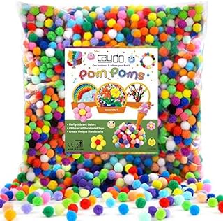 Caydo 2000 Pieces 1 cm Pompoms, Fuzzy Pom Poms Ball for DIY Art Craft Supplies(Assorted Color)