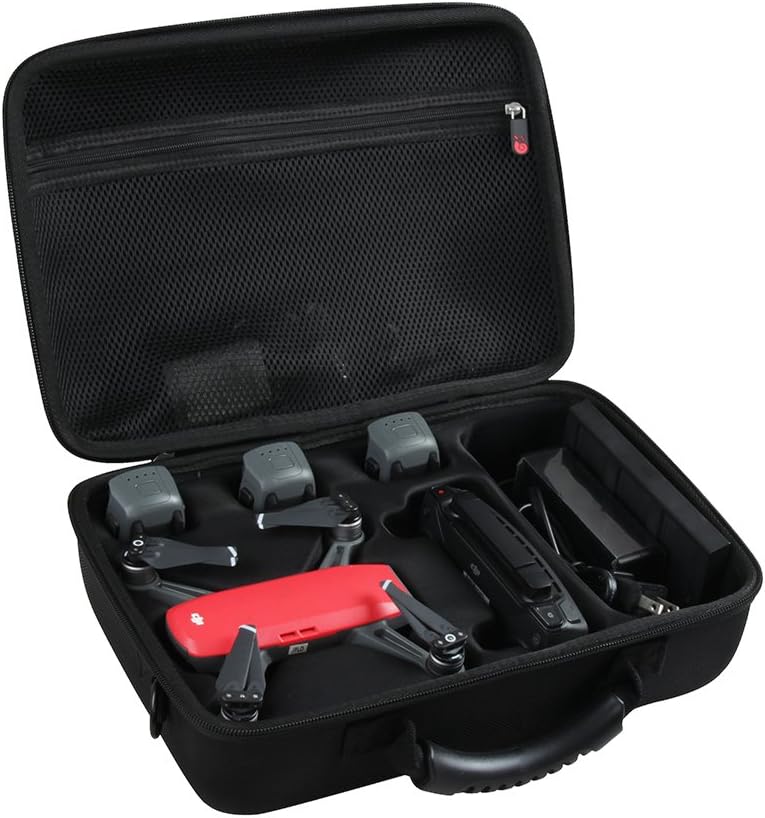 Hard EVA Travel Black Case for DJI Spark Alpine Drone - Fits 3 Extra Batteries, Controller and Charger by Hermitshell