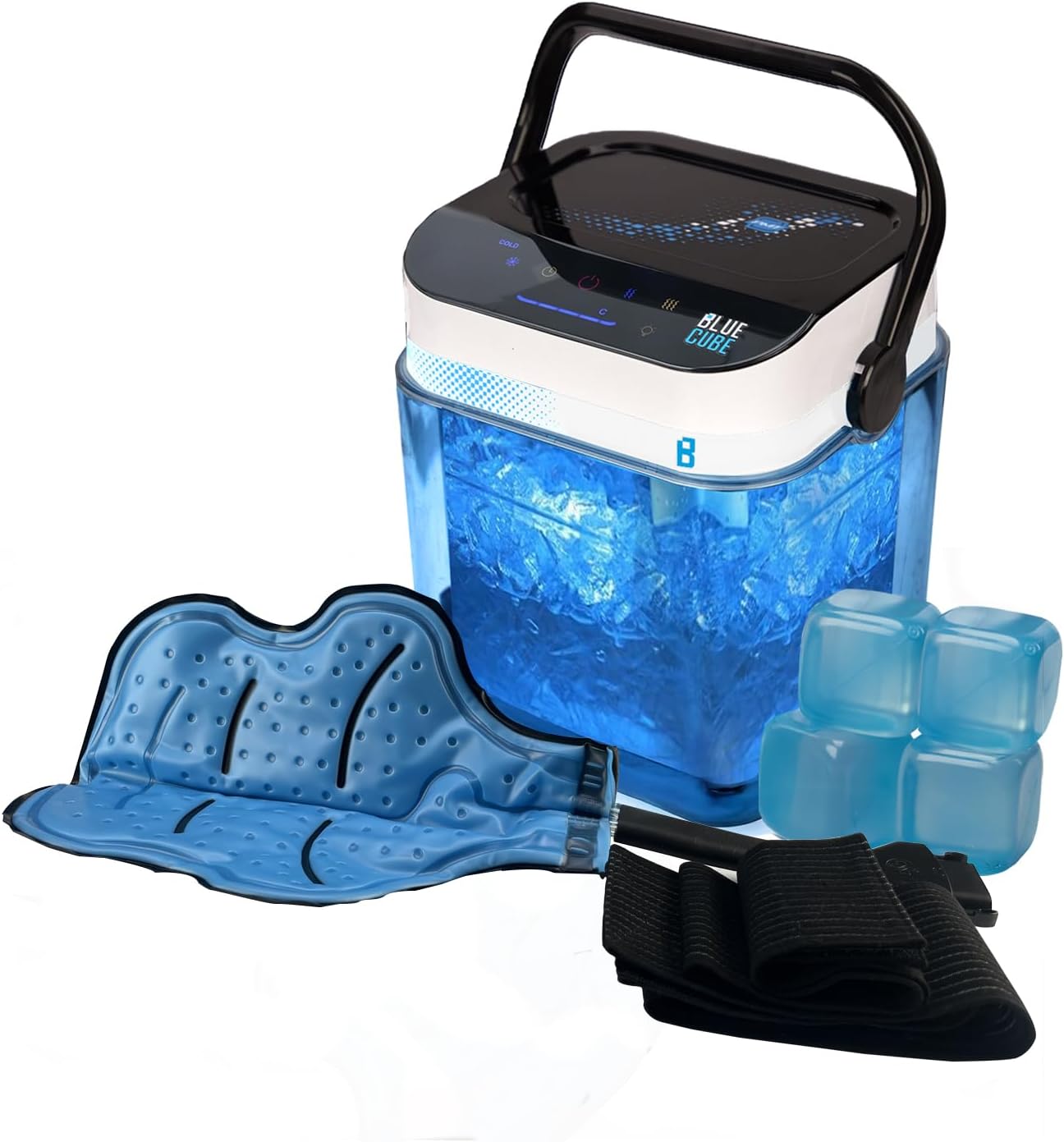 Circulating Ice Machine with Air Compression by Blue Cube- for Knee,Elbow,Shoulder,Back Pain,Swelling,Sprains,Injuries,Recovery-(Rice - Cold Therapy+Air Compression System with Universal Therapy Pad)