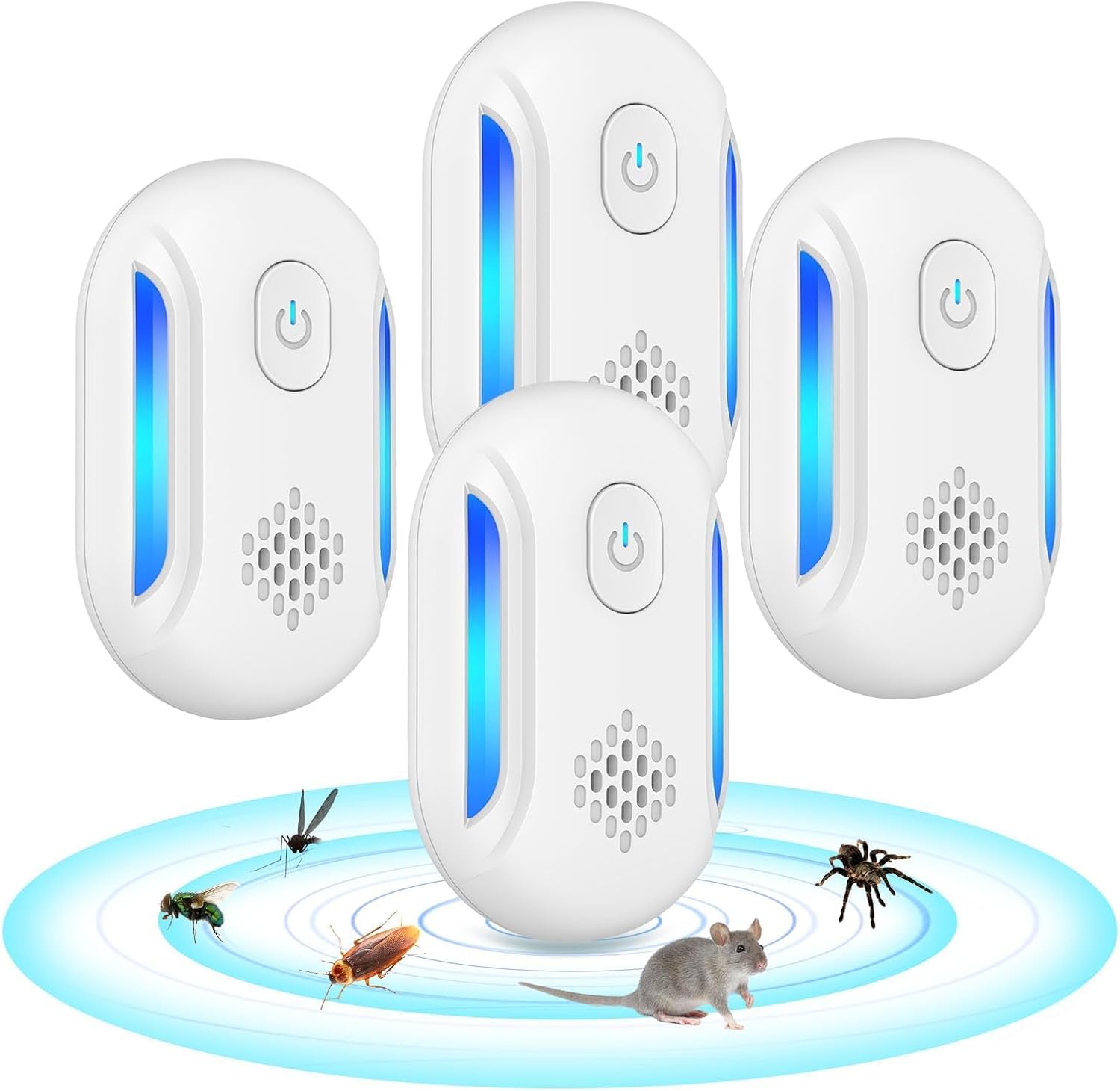 DOBWGXZ 2025 Upgraded Ultrasonic Pest Repeller, 4 Pack Mouse Repellent, Insect Repellent Plug In, Indoor Pest Control, Highly Effective against Mouse, Mosquito, Spider, Cockroach, Fly Etc (Light Blue)