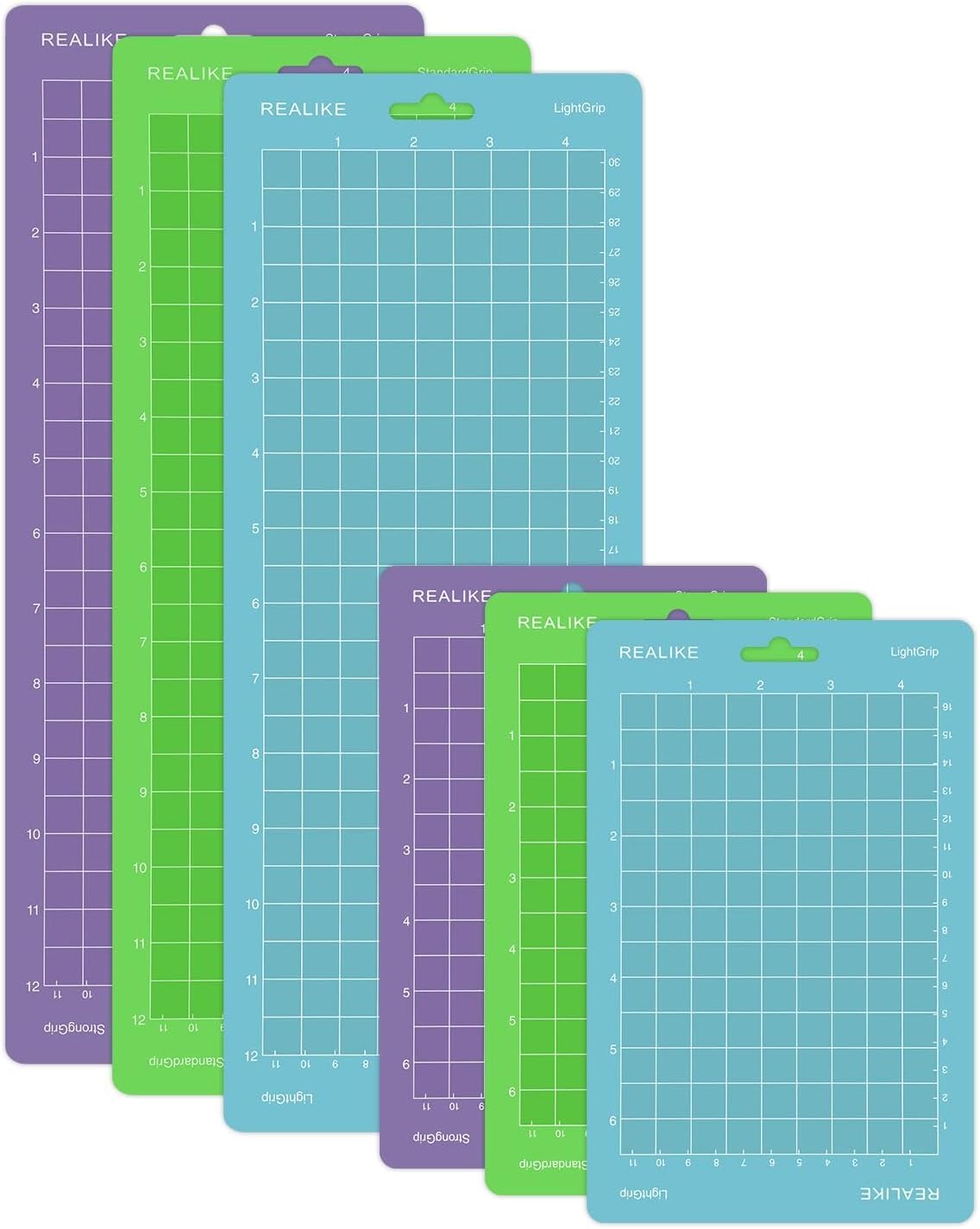 REALIKE Cutting Mat Compatible with Cricut Joy 4.5” X12” 4.5”X6.5” (StandardGrip, LightGrip, StrongGrip 6 Mats), Variety Adhesive Cutting mats for Joy Accessories
