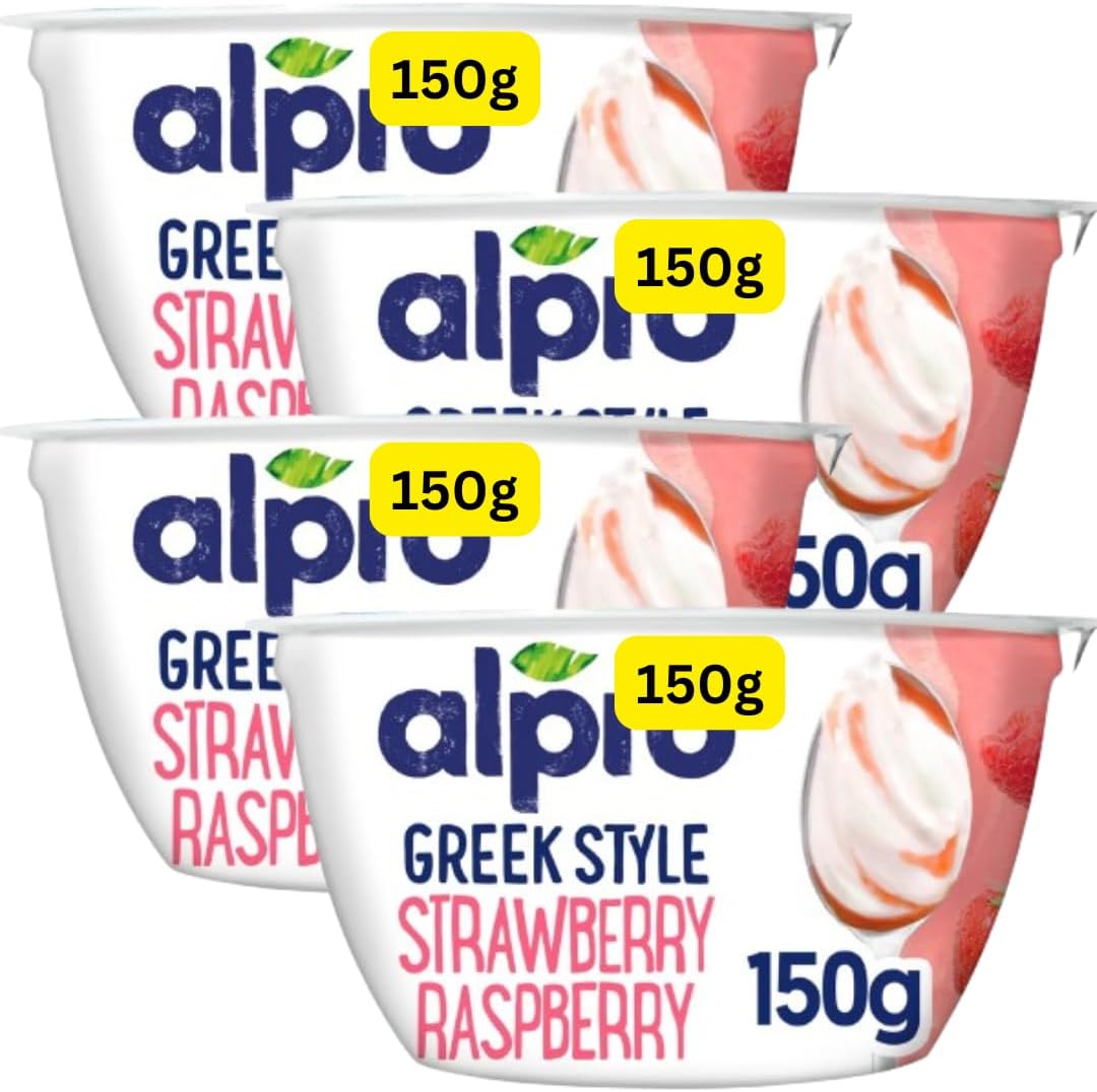 Greek Style 150g Strawberry Raspberry High Protein Dairy Free Yoghurt Alternative Alpros (4x150g)