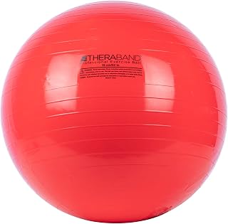 THERABAND Exercise Ball, Stability Ball with 55 cm Diameter for Athletes 5'1" to 5'6" Tall, Standard Fitness Ball for Posture, Balance, Yoga, Pilates, Core, & Rehab, Red