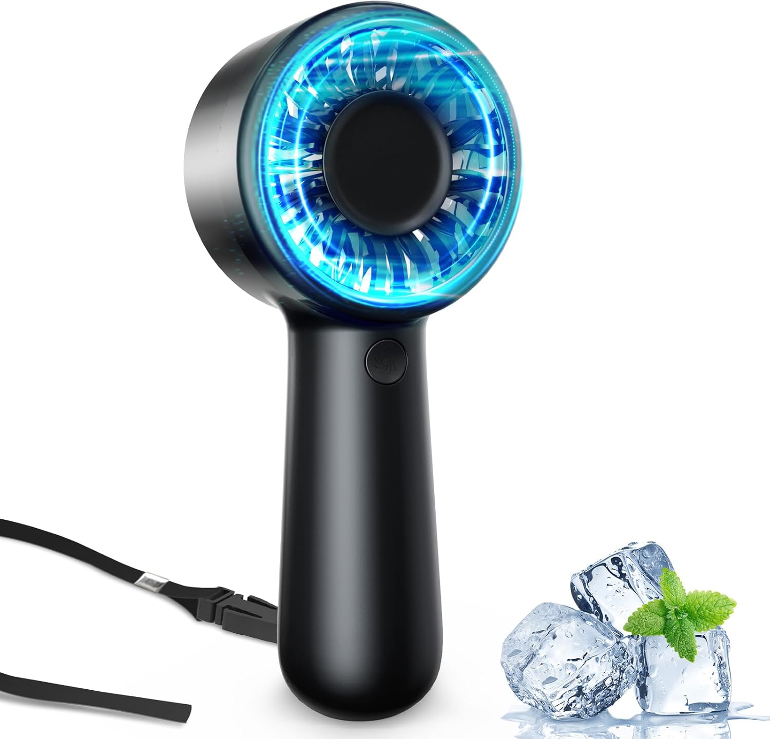 Portable Handheld Fan - Personal Hand Held Turbo Fans, USB-C Rechargeable Battery, 5-Speed Settings, Lanyard, Makeup Fan, Gift for Women, Men, Kid, Travel, Office, Park, Outdoor Wedding, Birthday