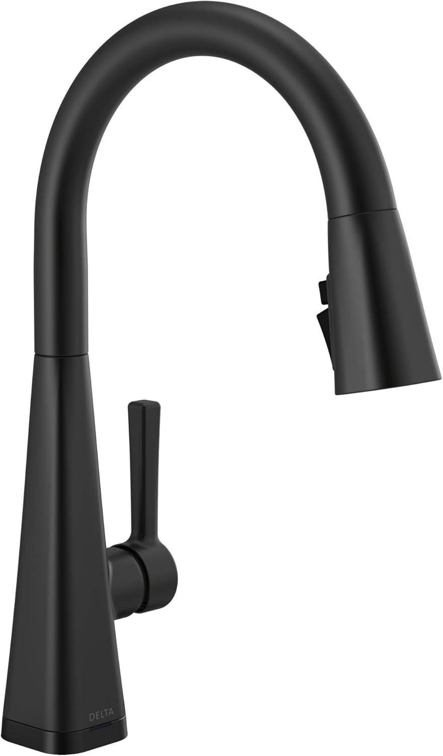 Delta Lenta Matte Black Touch Kitchen Faucet with Pull Down Sprayer, Modern Single Hole Touch On Kitchen Sink Faucet, Single Handle, Matte Black 19802TZ-BL-DST