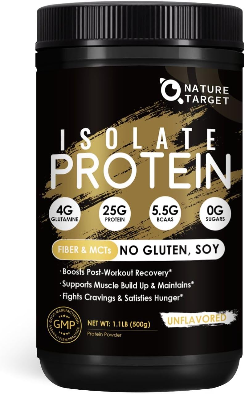 NATURE TARGET Whey Protein Powder, Unflavored - Whey Protein Isolate, 25g Protein Sugar-Free, 1.1lb