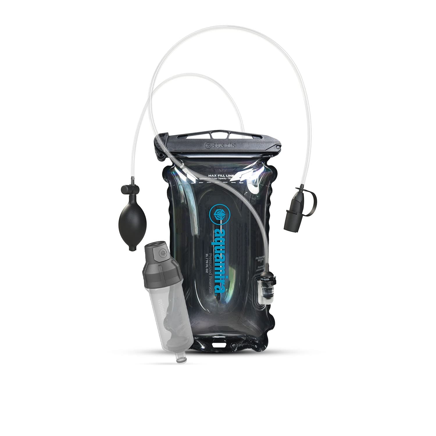 Aquamira 2L Pressurized Reservoir, Water Filtration Reservoir, 70 oz.capacity