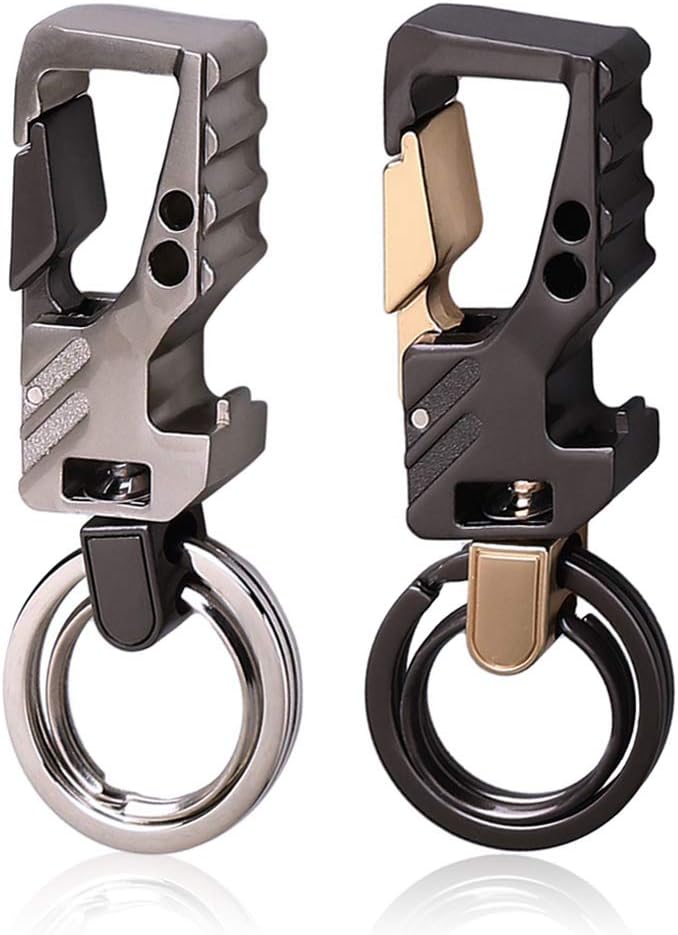 nuosen 2 Pcs Keychain, Car Key Chain Metal Keyring Bottle Opener Keychain for Men