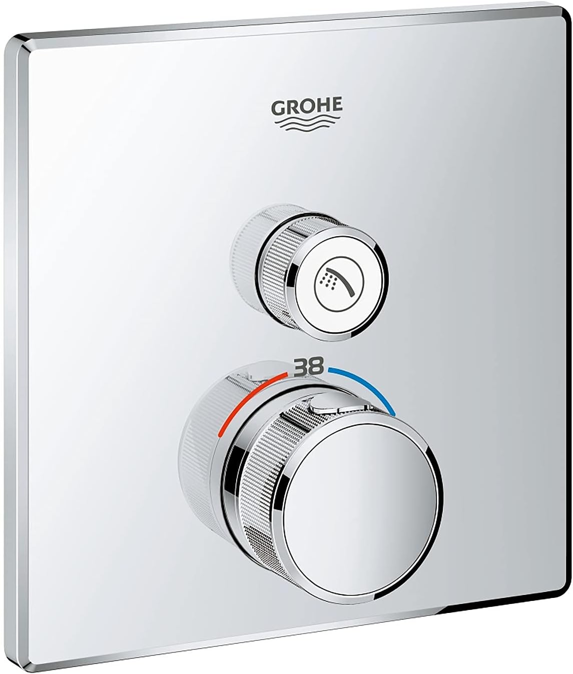 GROHE Grohtherm Smartcontrol Thermostat for Shower, with Concealed Installation and One Valve Square Shape, Chrome Finish, Made In Germany By GROHE Eco-Friendly and Safety Features 29123000