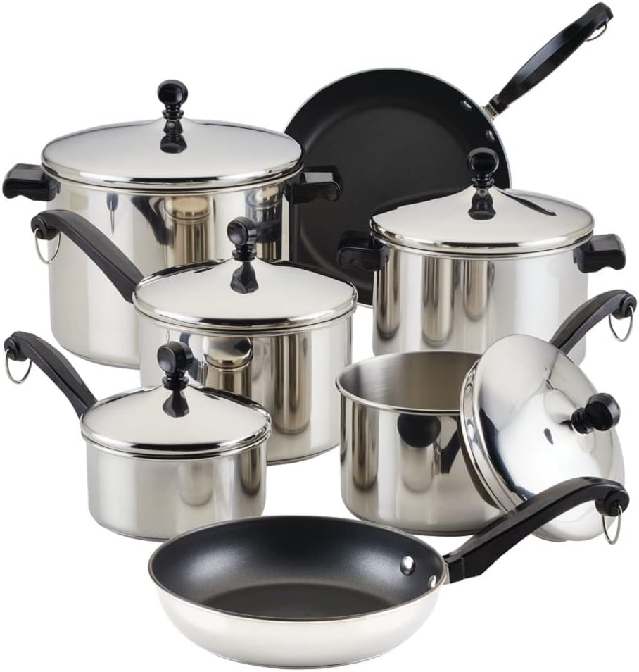 Farberware 50049 Classic Stainless Steel Cookware Pots and Pans Set