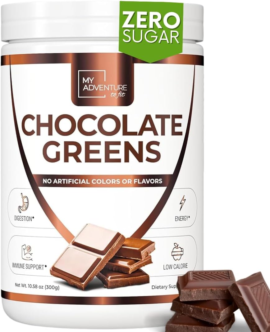Green Superfood Powder for Digestion & Gut Health - Keto Friendly Superfood Greens Blend Powder for Immune Support - Powdered Greens Supplement for Immune Boost - Chocolate, 60 Servings