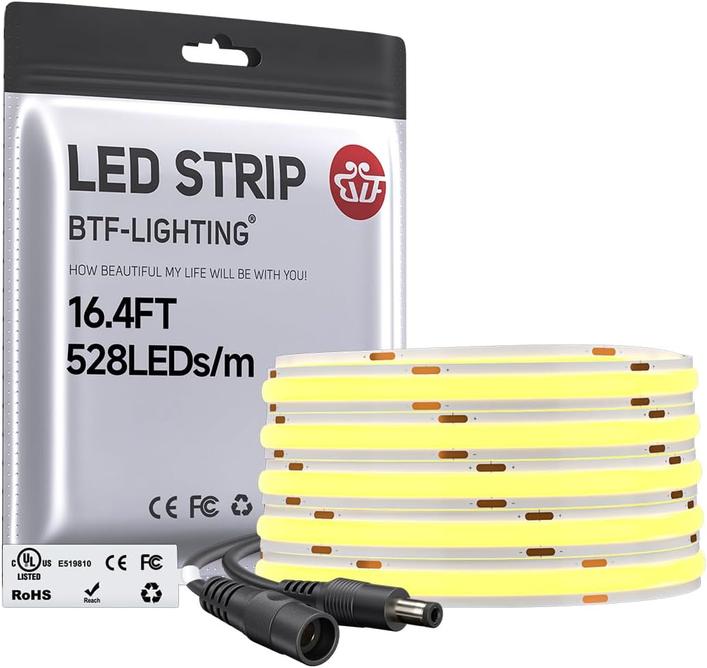 BTF-LIGHTING UL Listed FCOB COB LED Strip Light Natural White 4000K