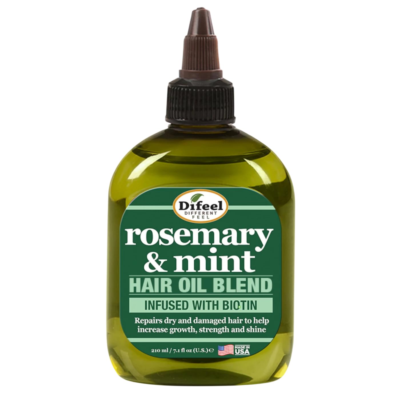 Difeel Rosemary and Mint Hair Oil Blend with Biotin 7.1 Ounce - Strengthening Scalp & Hair Treatment Oil Blend, Nourishes Dry Damaged Hair, Adds Shine & Moisture