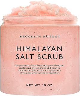 Brooklyn Botany Himalayan Salt Body Scrub - Moisturizing and Exfoliating Body, Face, Hand, Foot Scrub - Fights Stretch Marks, Fine Lines, Wrinkles - Great Gifts for Women & Men - 10 oz