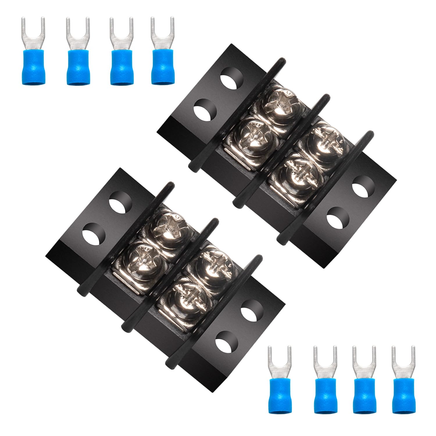Terminal Block Strip, 2 Circuits 200-450V 20-30A, Dual Row, 2 Pack