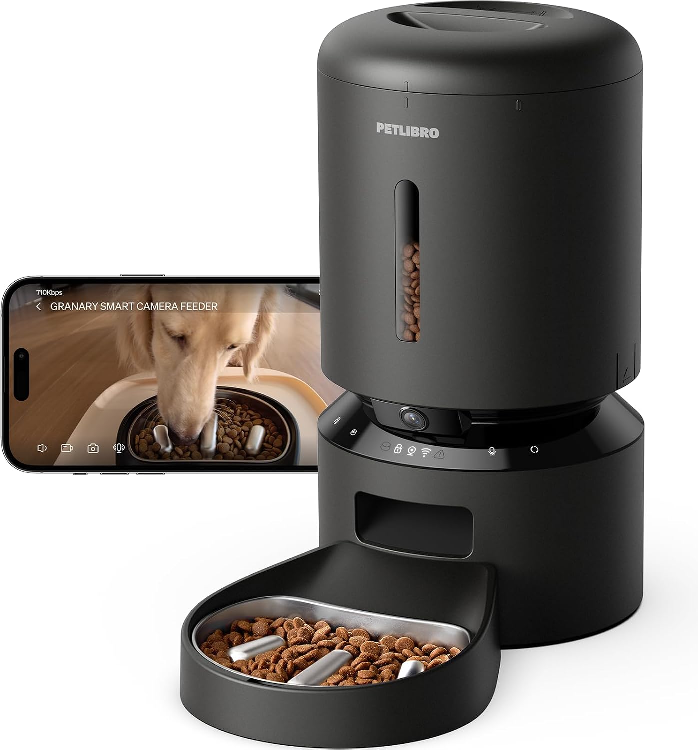 PETLIBRO Automatic Dog Feeder with Camera, Auto Cat Food Dispenser Slow Feeders Dogs Bowl, 1080P HD Video with Night Vision, 5G WiFi with 2-Way Audio, Stainless Steel Slow Food Tray for Small Dogs