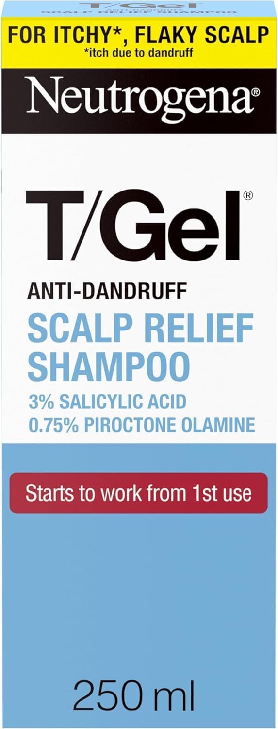 Neutrogena T/Gel Scalp Relief Anti-Dandruff Shampoo (250ml) With 3% Salicylic Acid, Suitable for Those Prone to Scalp Psoriasis and Seborrhoeic Dermatitis,Packaging may vary