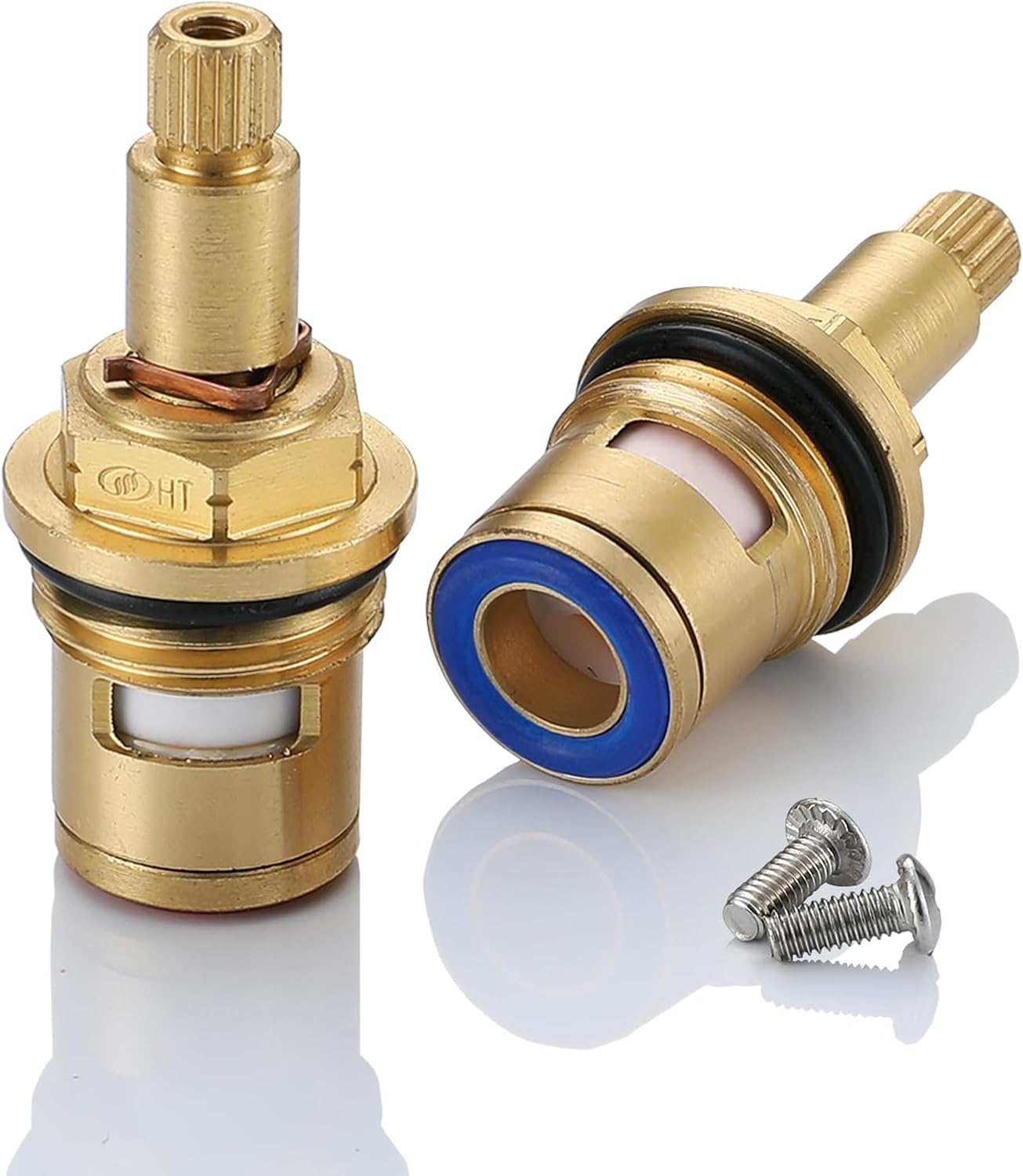 2 Pack Mixer Tap Cartridge 1/4 Turn 20 Spline Brass Replacement Ceramic Tap Valve Cartridge for Kitchen Shower Bathroom Taps