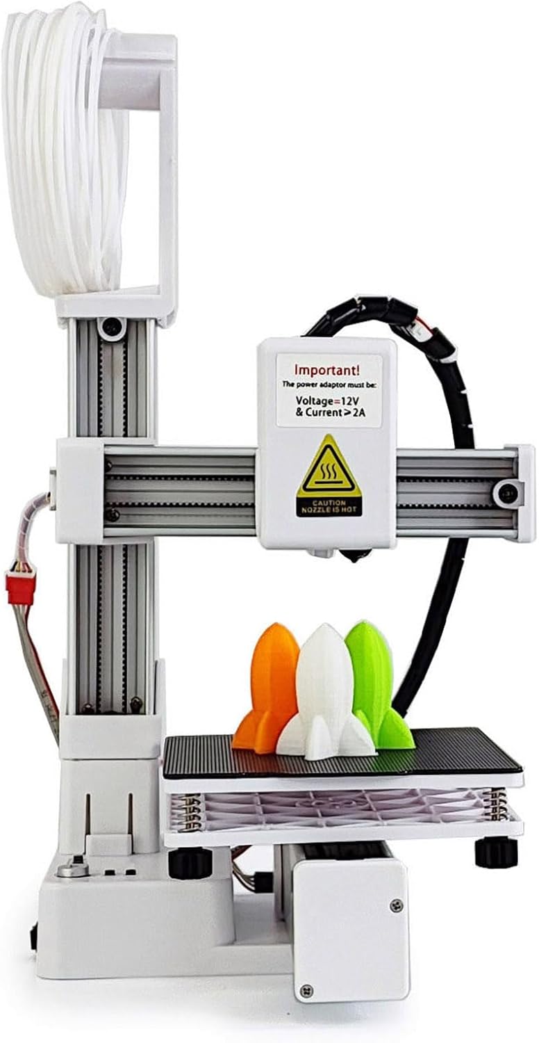 Frequency Division Multiplexing 3D Printer High Accuracy Fast Heating Compact 3D Printing Machine for Education ABS Material 155x175x210mm (White)