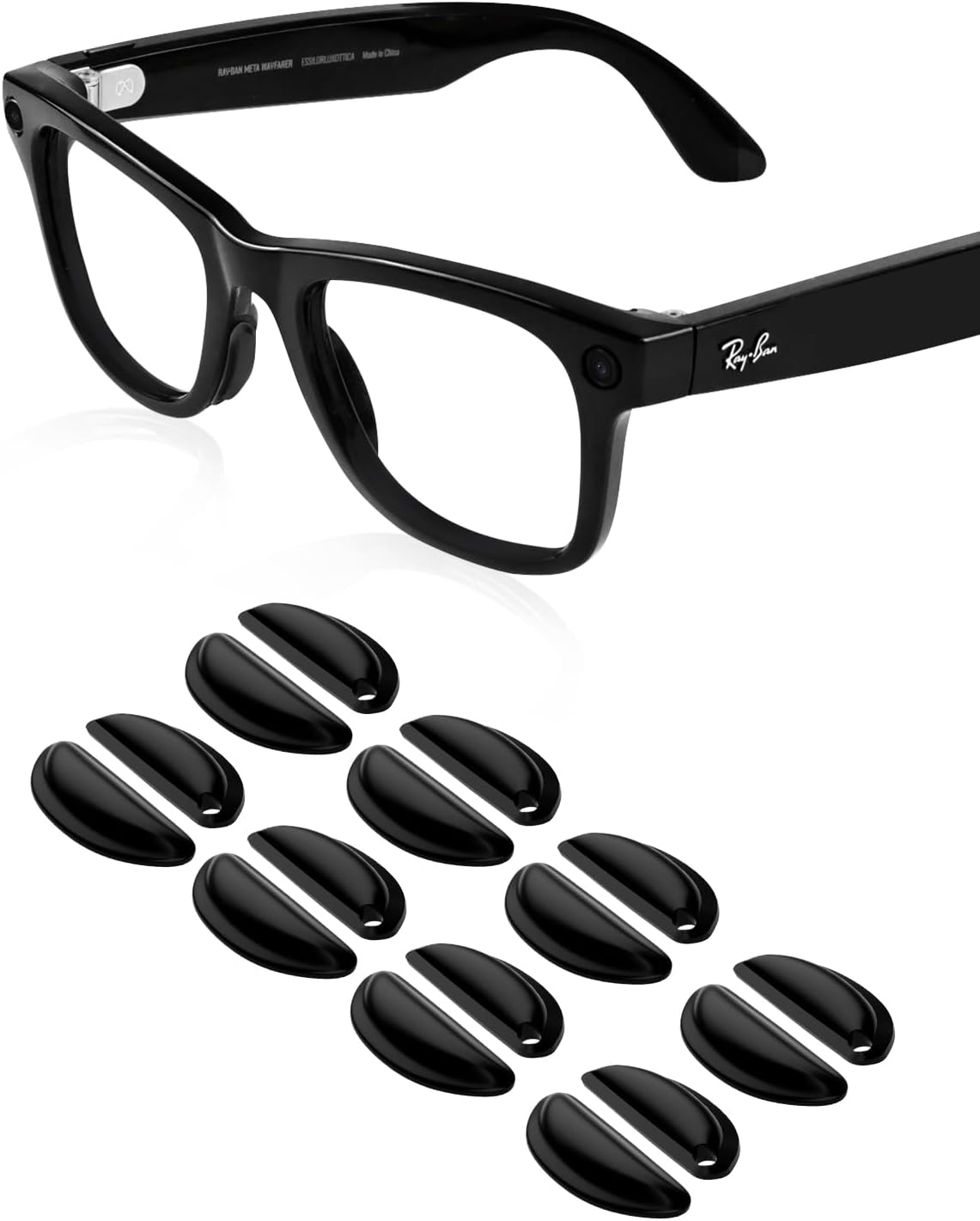 Compatible with Ray-Ban Meta Wayfarer Eyeglass Nose Pad, 8 Pairs Soft Silicone Nose Pads, Anti Slip Replacement Nose Pads