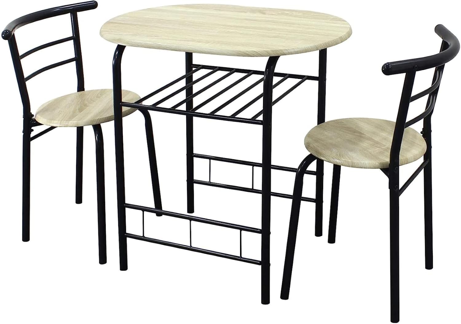 Dining Table and Chairs Set 2 Kitchen Dinning Room Space Saving 2 Seater Dining Set Tables Small Dinner Table Set Indoor Space Saver Metal Frame MDF Wood Top