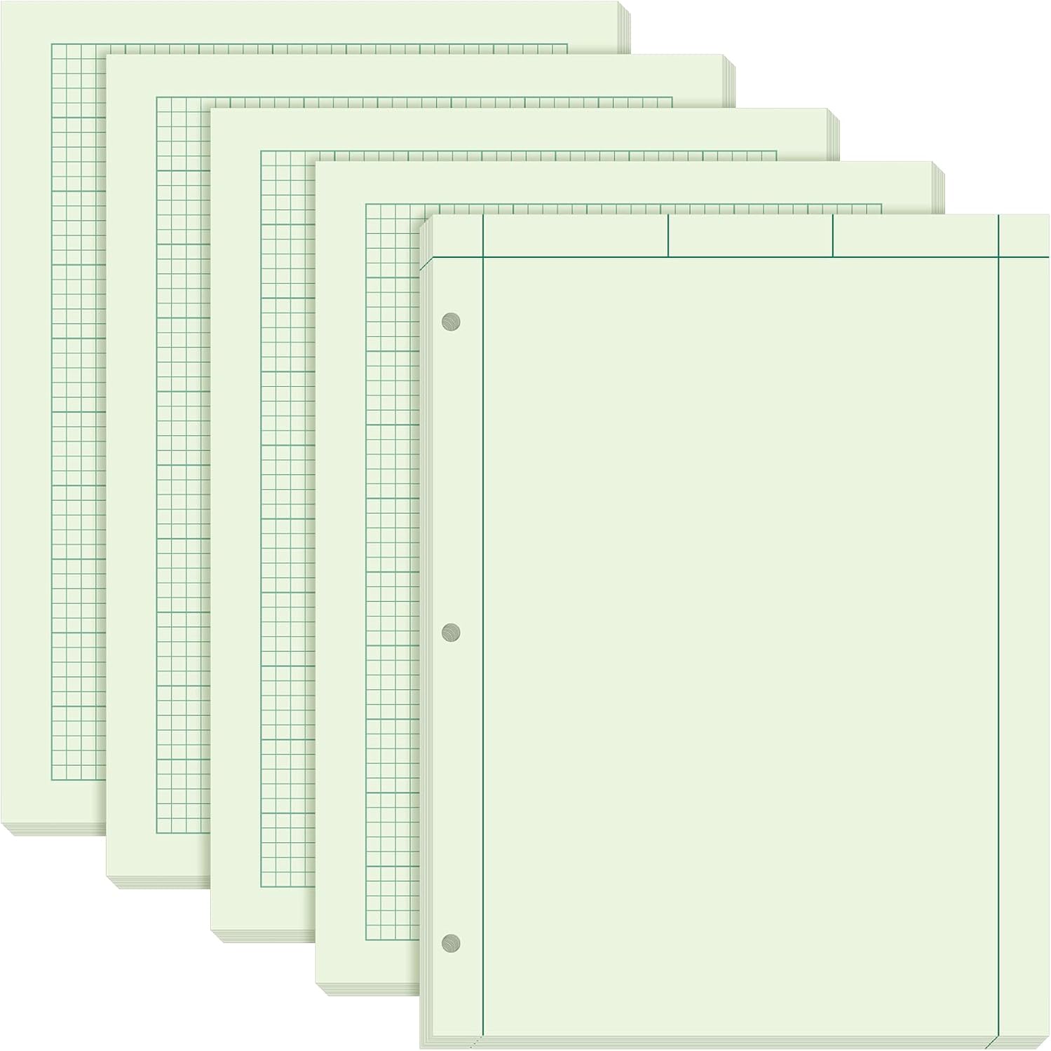 Seajan 5 Pcs Engineering Computation Pad Engineer Pad 8.5 x 11 Inches Engineering Notebook Graph Paper Notebook, 5 Squares Per Inch Evidence Engineering Pad, 100 Sheets/Pack (Green)