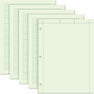 Seajan 5 Pcs Engineering Computation Pad Engineer Pad 8.5 x 11 Inches Engineering Notebook Graph Paper Notebook, 5 Squares Per Inch Evidence Engineering Pad, 100 Sheets/Pack (Green)