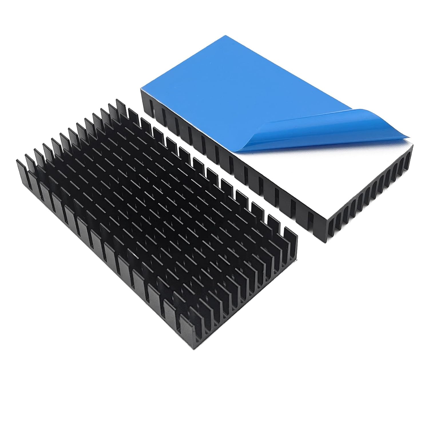 2Pcs 40mm Heatsink 80x40x11mm/ 3.15 x 1.57 x 0.44 inche Aluminum Heat Sink Radiator Cooler with Thermal Conductive Adhesive Tape/Pad Cooling Fin for Cooler Electronics CPU Led, Black