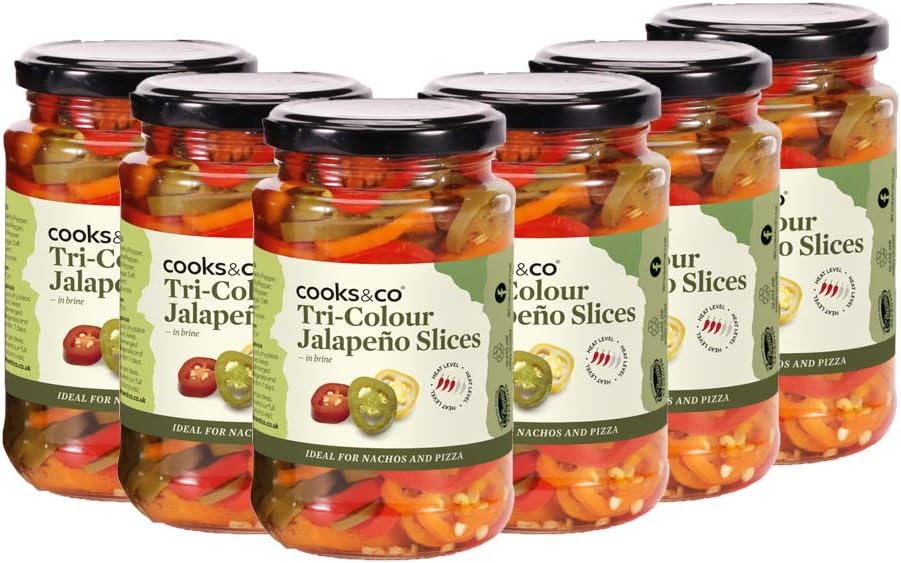 Cooks & Co Red and Green Jalapenos with Yellow Banana Peppers 290 g (Pack of 6)