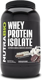 NutraBio Whey Protein Powder Isolate Supplement – 25g of Protein Per Scoop with Complete Amino Acid Profile - Soy and Gluten Free - Zero Fillers and Non-GMO - Ice Cream Cookie Dream - 2 Lbs.
