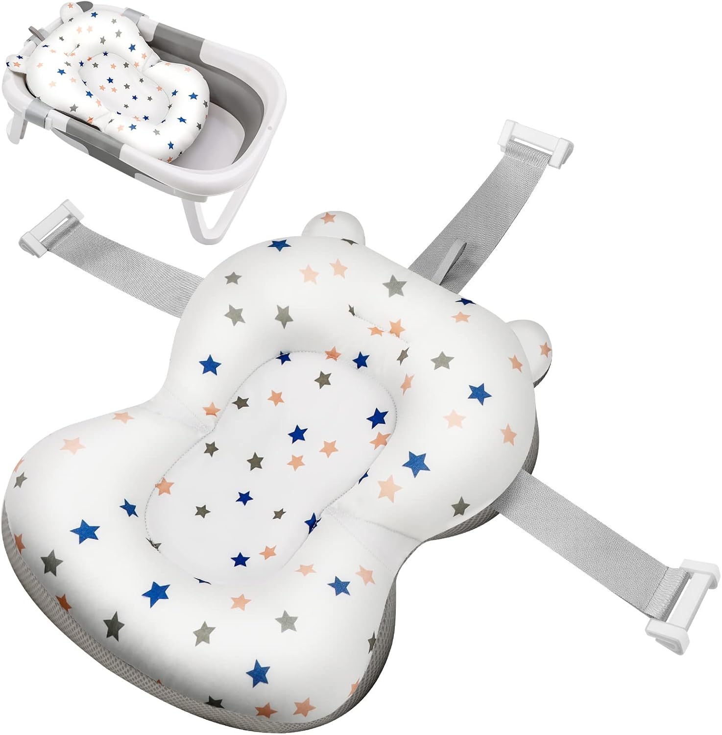 Baby Bath Cushion Bathtub Pad, Baby Bath Mat Pillow Newborn Infant Shower Bath Tub Support Seat Pads, Anti-Slip Baby Bath Cushion Mats Bathing Accessories for Newborn Toddler Infant 0-12 Months