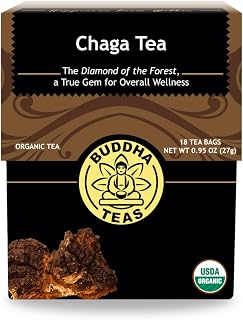 Buddha Teas - Chaga Tea - Organic Herbal Tea - For Cognitive Balance & Overall Health - With Chaga Mushroom, Antioxidants & B Vitamins - Caffeine Free - OU Kosher - 18 Tea Bags (Pack of 1)