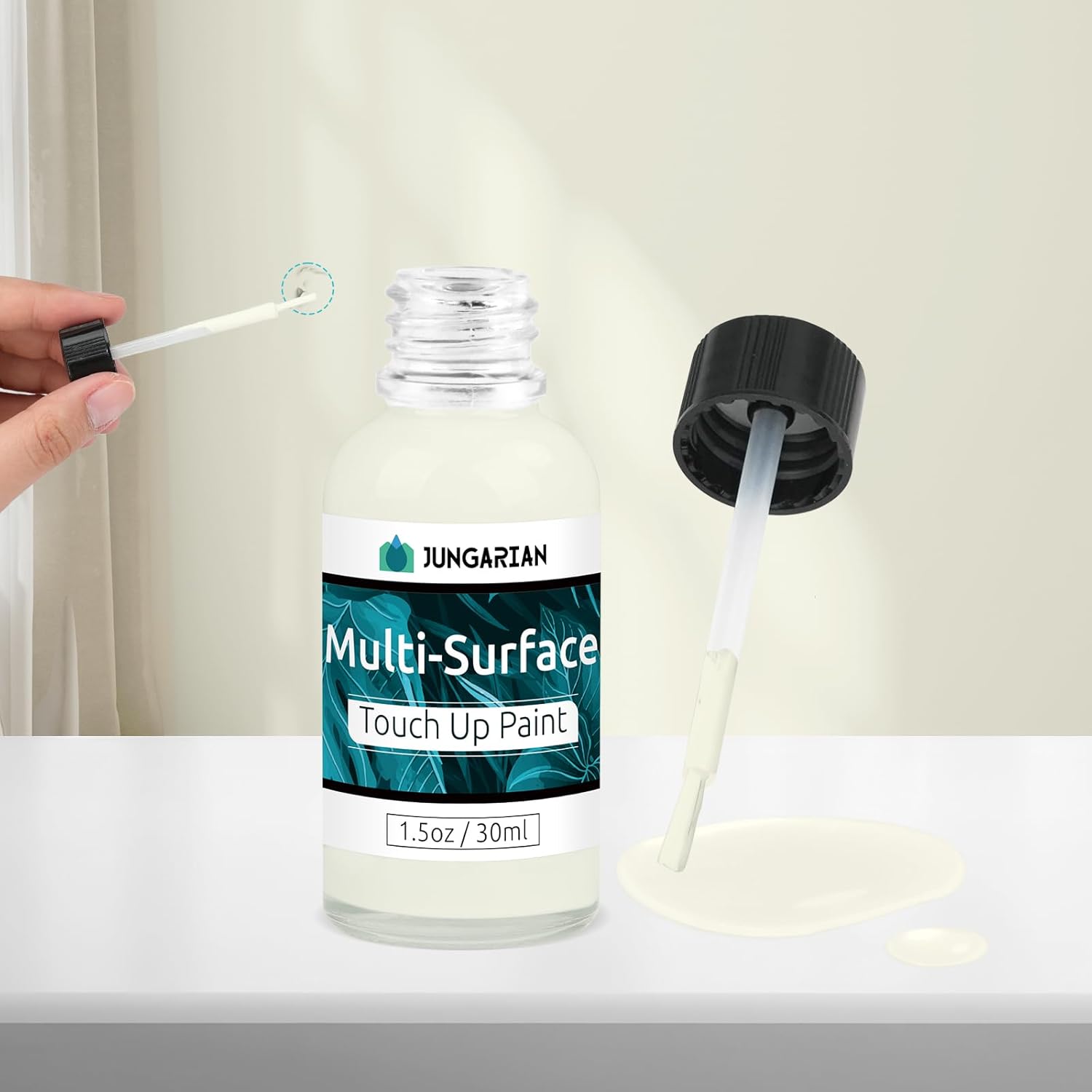 White Touch Up Paint, Multi-Surface Touch Up Paint Pen For Cabinet, Furniture, Wall, Porcelain, Semi Gloss Appliance Paint Cover Scratches Interior & Exterior House Paint, 30ml, Cream