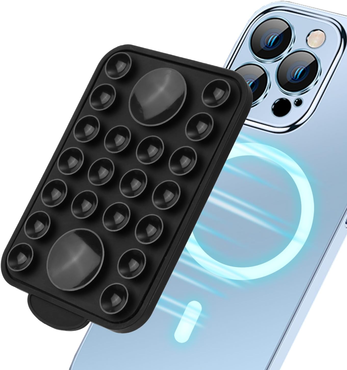 NQEUEPN Magnetic Suction Cup Mount, Silicone Case Mount for iPhone 15/14/13/12 Series, Sticky Grip for TikTok Video Selfies