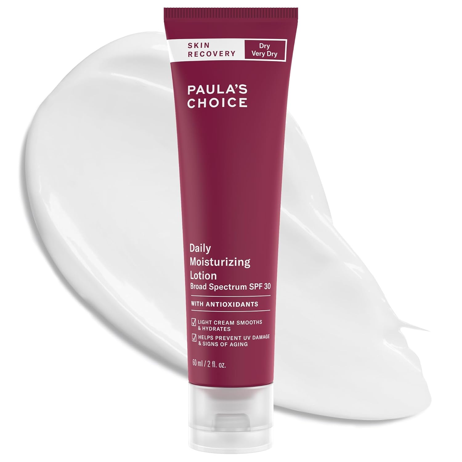 Paula's Choice SKIN RECOVERY Daily Moisturizing Lotion, Mineral Sunscreen for Face, SPF 30 Face Sunscreen with Oat & Cucumber, Dry and Sensitive Skin, UVA/UVB Protection, Fragrance-Free, 2oz