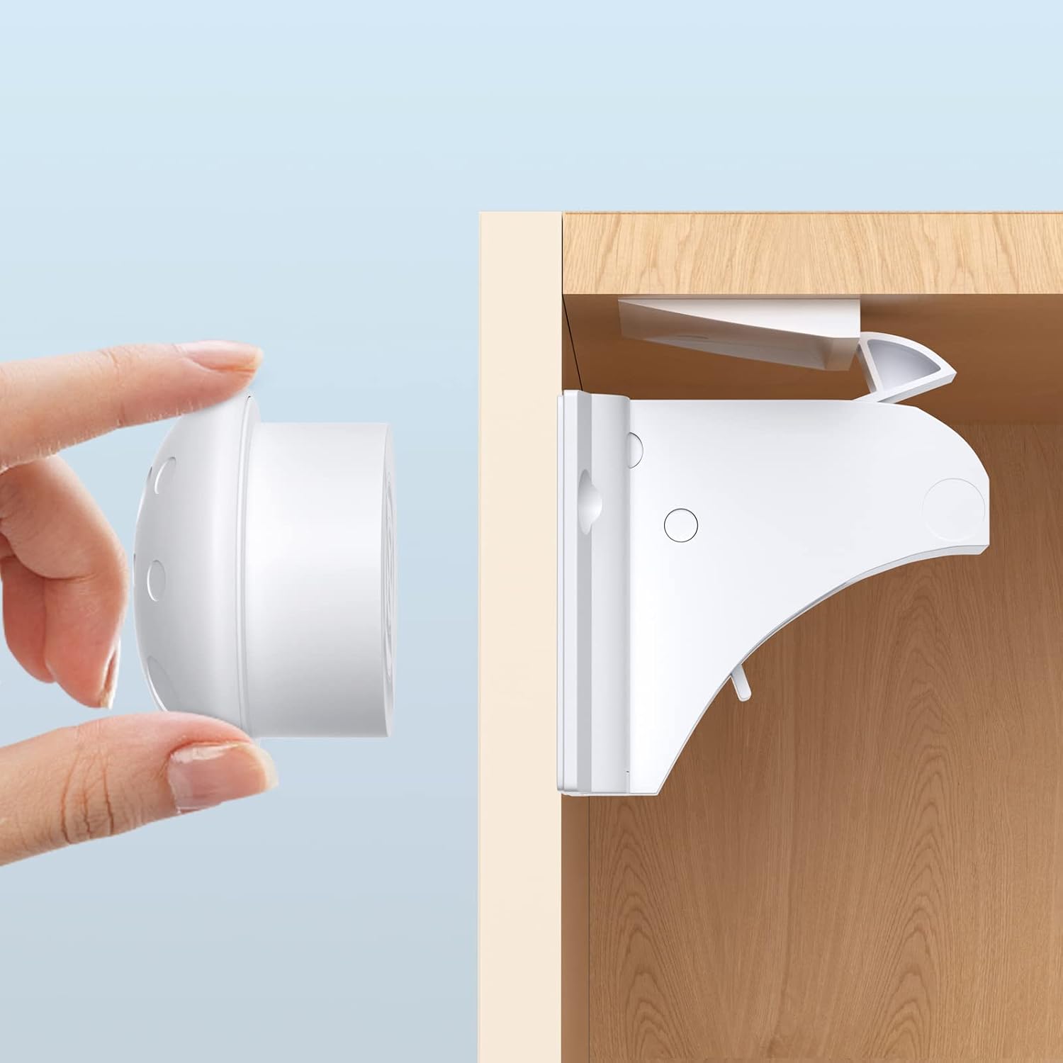 Magnetic Child Safety Cupboard Locks for Children 12Pack+3Keys, AOSITE Baby Safety Lock for Cupboards and Drawers with Adhesive No Drilling or Screws Fixed, 1 Child Safety Cupboard Locks for Knobs
